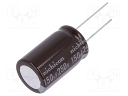 Capacitor: electrolytic; THT; 150uF; 250VDC; Ø18x31.5mm; ±20%