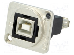 Coupler; USB A socket,USB B socket; FT; USB 2.0; metal; 19x24mm