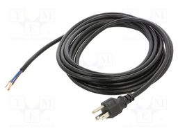 POWER CORD, 5-15P/FREE END, 4.57M, 10A