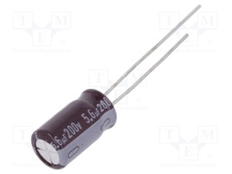 Capacitor: electrolytic; THT; 5.6uF; 200VDC; Ø6.3x11mm; ±20%