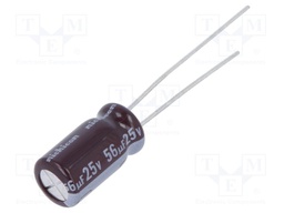 Capacitor: electrolytic; low impedance; THT; 56uF; 25VDC; ±20%