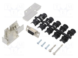 D-Sub; PIN: 15; plug; female; angled 90°; soldered; for cable; black