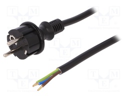 Cable; SCHUKO plug,CEE 7/7 (E/F) plug,wires; 1.5m; black; PVC