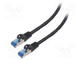 Patch cord; S/FTP; 6a; stranded; CCA; LSZH; black; 1.5m; 26AWG