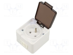 Connector: AC supply; socket; 2P+PE; 250VAC; 16A; white; wall mount