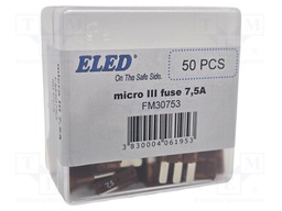 Fuse: fuse; 7.5A; 32VDC; automotive; 14.3mm; 14.3x3.8x15.3mm