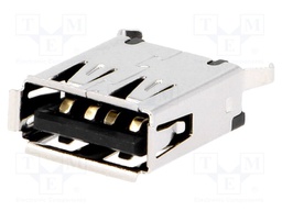 Socket; USB A; THT; straight; USB 2.0; gold-plated