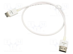 Cable; HDMI plug,mini HDMI plug; Len: 0.5m; white; 36AWG; Core: Cu