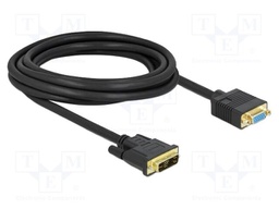 Cable; DVI-A (12+5) plug,VGA female; single link; Len: 3m; black