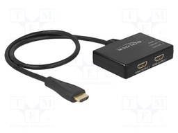 Splitter; HDMI 1.4; 3D,HDCP 1.3,UHD 2160p; 600mm; black; plastic