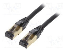 Patch cord; S/FTP; Cat 8; stranded; Cu; LSZH; black; Len: 15m; 27AWG