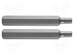 Screwdriver bit; hex key; HEX 6mm; Overall len: 75mm; 2pcs.