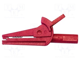 Crocodile clip; 6A; Grip capac: max.15.7mm; red; Contacts: steel