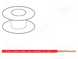 Wire; BiTOne; stranded; Cu; 10mm2; red; PVC; 450/750V; 100m; Class: 5