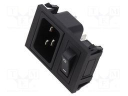 Connector: AC supply; socket; male; 16A; 250VAC; IEC 60320; C20 (I)