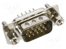 D Sub Connector, HD15, High Density, Plug, 15 Contacts, DE, Solder