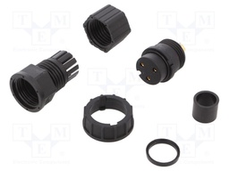 Plug; Connector: circular; size D; female; PIN: 3; gold-plated; 20A