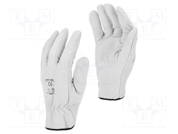 Protective gloves; Size: 9; white; furlined; tag