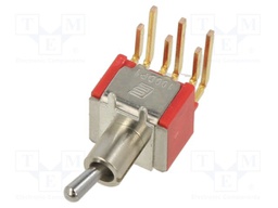 Switch: toggle; Pos: 2; DPDT; ON-ON; 0.02A/20VAC; 0.02A/20VDC; THT