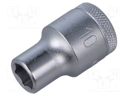Wrench tip; 6-angles,socket spanner; 10mm; 1/2"; tool steel