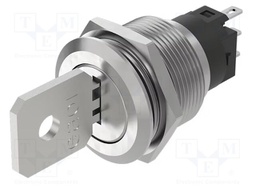 Switch: key switch; Stabl.pos: 2; ON-ON; SPDT; Cutout: Ø22mm; 90°