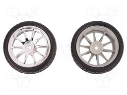 Wheel; silver; Shaft: smooth; Pcs: 2; screw; Ø: 65mm; Plating: rubber