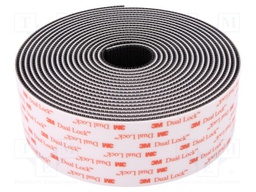 Tape: velcro; W: 50mm; L: 5m; D: 5.7mm; acrylic; black; -29÷93°C