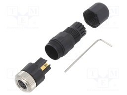 Connector: M8; female; PIN: 4; straight; for cable; plug; 3A; 60V