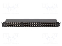 Patch panel; black; Number of ports: 48; Cat: 6a; RJ45 socket x48