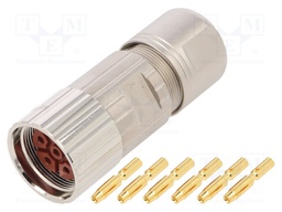 Connector: M23; plug; PIN: 6; female; crimped; for cable; straight