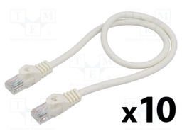 Patch cord; U/UTP; 6; stranded; CCA; PVC; white; 0.5m; 26AWG; Cores: 8