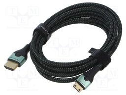 Cable; HDMI plug,mini HDMI plug; textile; HDMI 2.1; 4K,8K; 2m