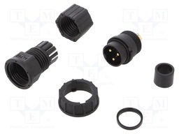 Plug; Connector: circular; size D; male; PIN: 3; gold-plated; 20A