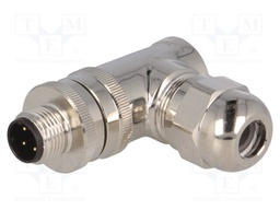 Plug; M12; PIN: 4; male; D code-Ethernet; for cable; screw terminal