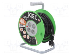Extension lead; reel,with non-rotating sockets; Sockets: 4; PVC