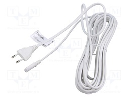 Cable; CEE 7/16 (C) plug,IEC C7 female; 10m; white; 2.5A; 230V