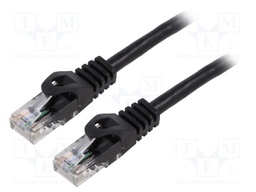Patch cord; U/UTP; 6; stranded; CCA; PVC; black; 1.5m; 26AWG; Cores: 8