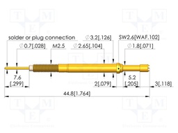 Test needle; Spring compression: 4mm; 5mm; 3A; CuBe; gold-plated