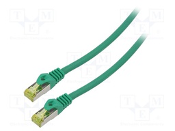 Patch cord; S/FTP; 6a; stranded; Cu; LSZH; green; 0.5m; 27AWG