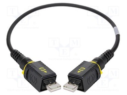 Cable; USB 2.0; USB A plug,both sides; 1m; black; hermetic x2