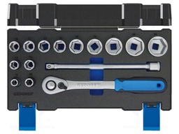 Wrench-set; 6-angles,rattle,socket spanner; 1/2"; 15pcs.