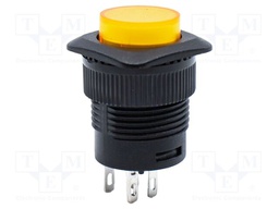 Switch: push-button; Pos: 2; SPST; 1.5A/250VAC; yellow; panel
