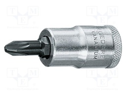 Socket; Bit: Phillips; Size: PH3; 1/2"; 60mm; Plating: chromium