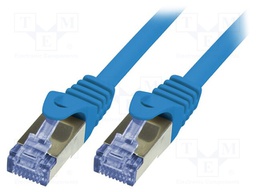 Patch cord; S/FTP; 6a; stranded; Cu; LSZH; blue; 10m; 26AWG