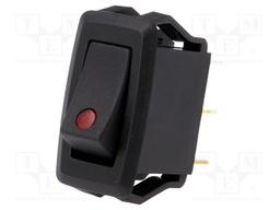 ROCKER; SPST; Pos: 2; ON-OFF; 16A/12VDC; black; LED; R13-205-DC