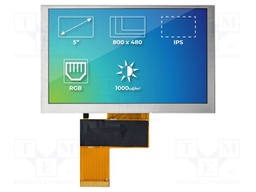 Display: TFT; 5"; 800x480; Illumin: LED; Dim: 120.7x75.8x2.95mm