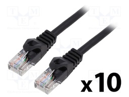 Patch cord; U/UTP; 5e; stranded; CCA; PVC; black; 0.25m; 26AWG