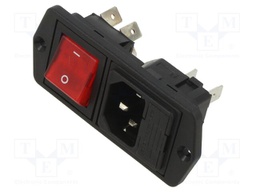 Connector: AC supply; socket; male; 10A; 250VAC; IEC 60320; C14 (E)