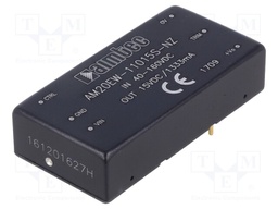 Converter: DC/DC; 20W; Uin: 40÷160V; 15VDC; Iout: 1333mA; 2"x1"; 28g