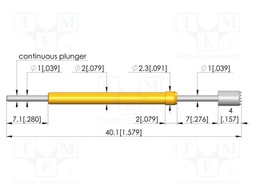 Test needle; Spring compression: 5.6mm; 7mm; 8A; CuBe; Ø: 2.5mm